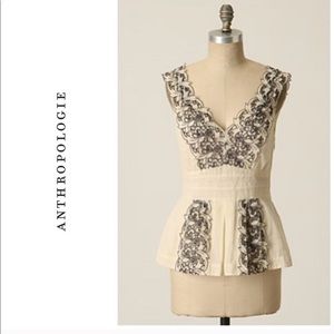 Anthropologie Floreat Anthurium boho peplum tank